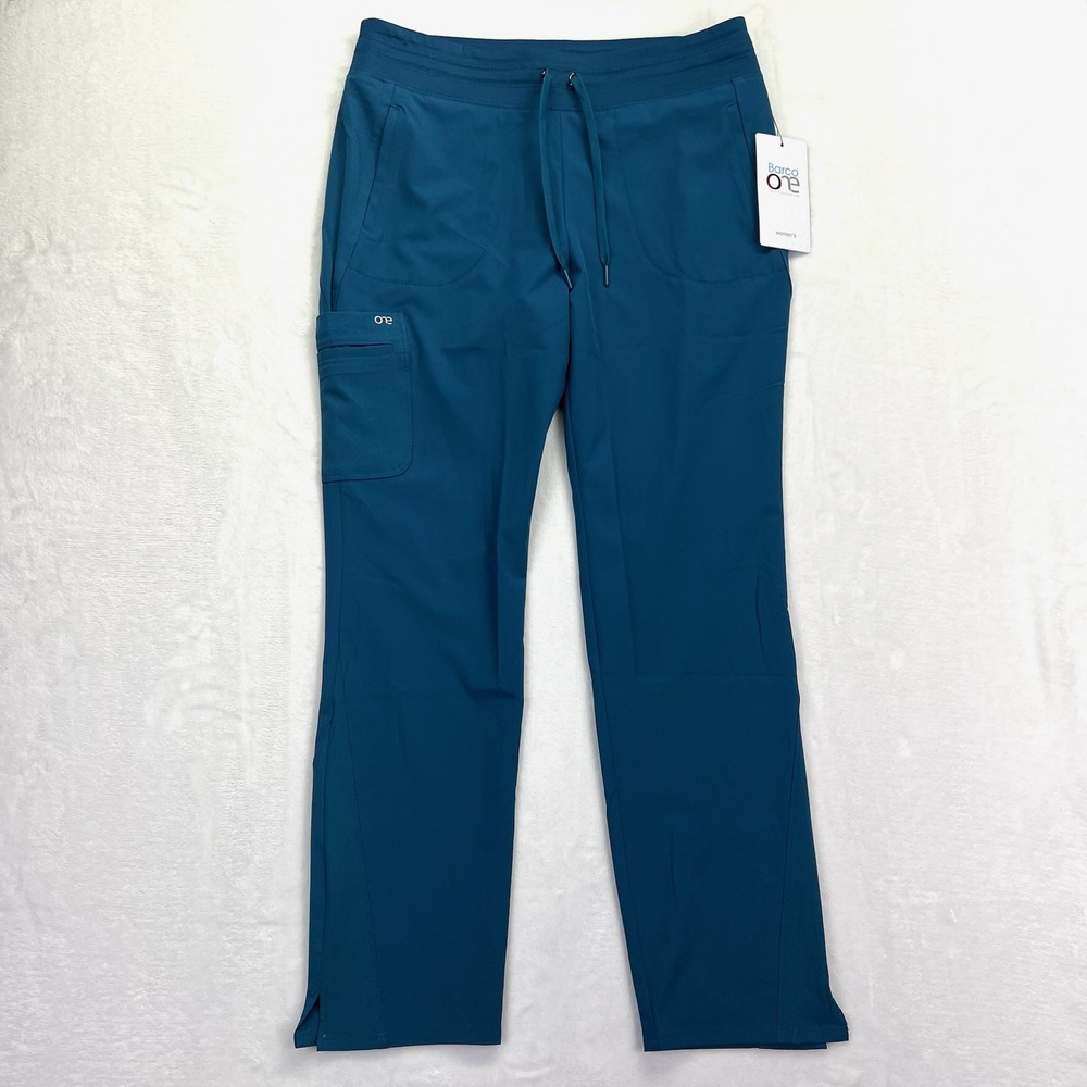Barco One Womens BOP597 Slim Leg Scrub Pants Bahama Blue Medium NWT